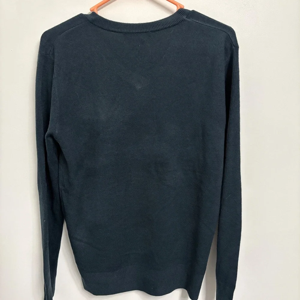 Morgan City Mens V-Neck Sweater Small Dark Teal‎ Green Long Sleeve Knit Pullover